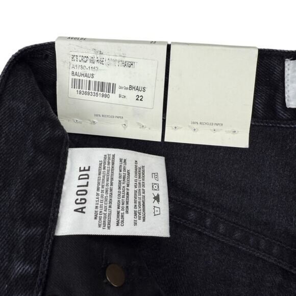 NWT AGOLDE '90s Crop Mid Rise Jean In Bauhaus Size 22 Made In USA - Picture 8 of 12